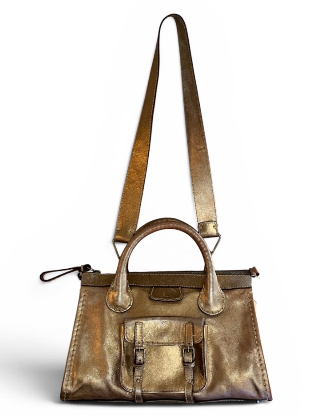 Vintage Chloe Edith Satchel in metallic gold leather